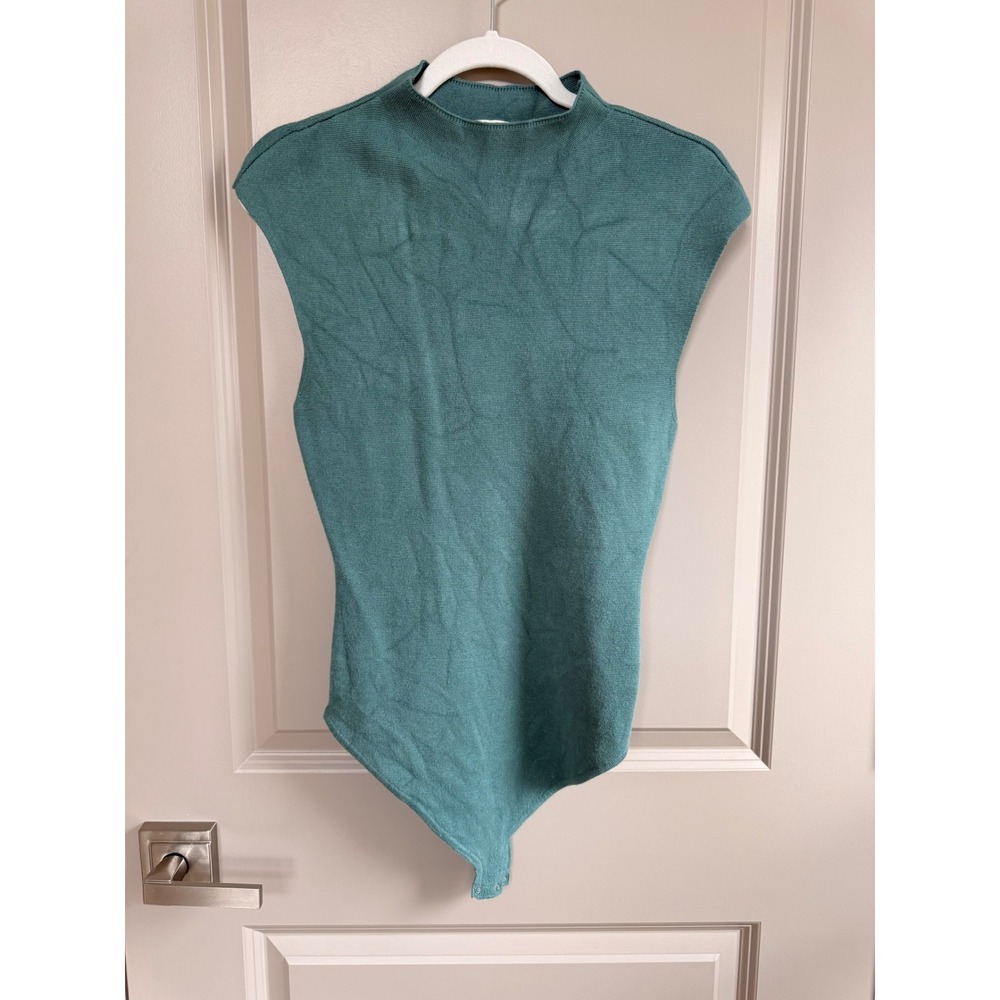 Abercrombie & Fitch Womens Teal Mock Neck Sleeveless Sweater Bodysuit Size M